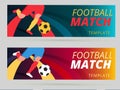 Set of vector football match flyer background with ball and play Royalty Free Stock Photo