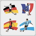 Set of vector football and soccer emblems, labels and design elements.
