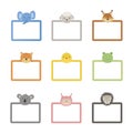 Set of vector frames with animals. Children photo frame animal