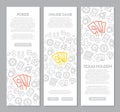 Set of vector gambling and casino vertical banners with icon pattern. Vector illustration