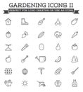 Set of Vector Garden and Farm Elements and Fruits or Vegetables Icons Illustration Royalty Free Stock Photo