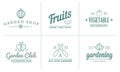 Set of Vector Garden and Farm Elements and Fruits or Vegetables Icons Illustration can be used as Logo