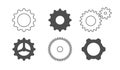 Set vector gear outline icons. Cogwheel machine shape equipment. Engine mechanism sign and symbol