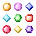 Set of vector gems and diamonds icons Royalty Free Stock Photo