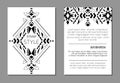 Set of vector geometric black and white brochure templates for business and invitation. Ethnic Royalty Free Stock Photo