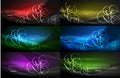Set of geometric neon tree backgrounds Royalty Free Stock Photo