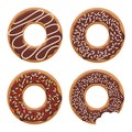 Set of four colored vector glazed donuts