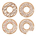 Set of four colored vector glazed donuts