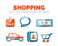 Set of vector glossy shopping icons