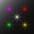 Set of Vector glowing light effect stars bursts with sparkles and flare, explosion on transparent background. Stock - Royalty Free Stock Photo