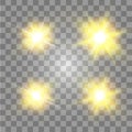 Set of Vector glowing light effect stars bursts with sparkles on transparent background. Transparent stars Royalty Free Stock Photo