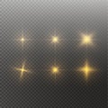 Set of Vector glowing light effect stars bursts with sparkles on transparent background. Transparent stars Royalty Free Stock Photo