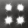 Set of Vector glowing light effect stars bursts with sparkles on transparent background. Transparent stars Royalty Free Stock Photo