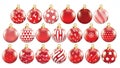 Set of vector gold and red christmas balls with ornaments. golden collection isolated realistic decorations. Vector illustration Royalty Free Stock Photo