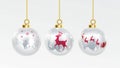 Set of vector gold, red and silver christmas balls with ornaments. golden collection isolated realistic decorations. Vector Royalty Free Stock Photo