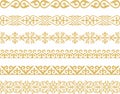 Set of vector gold seamless Kazakh national ornament.