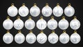 Set of vector gold and silver christmas balls with ornaments. golden collection isolated realistic decorations. Vector Royalty Free Stock Photo