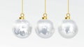 Set of vector gold and silver christmas balls with ornaments. golden collection isolated realistic decorations. Vector Royalty Free Stock Photo