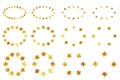 Set 12 Vector Golden Oval Frame from star Shape, Isolated on White Royalty Free Stock Photo