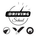 Set of vector graphic elements on the subject Driving school. Vector illustration. Royalty Free Stock Photo