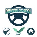 Set of vector graphic elements on the subject Driving school. Vector illustration. Royalty Free Stock Photo