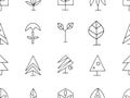 Set of vector graphic hand drawn stylized illustrations of trees. Decorative abstract seamless pattern with drawing icons, doodle Royalty Free Stock Photo