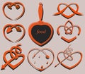 Set of vector graphic icons holiday hearts