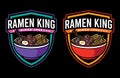 Set vector graphic logo design of ramen noodle cartoon with vintage retro style in black background Royalty Free Stock Photo