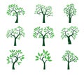 Set vector green Trees. Vector outline Illustration. Royalty Free Stock Photo