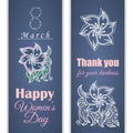 Set of vector greeting cards or banners for 8 march. Happy Women's Day. International women's day Royalty Free Stock Photo