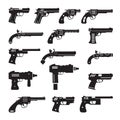 Set of vector guns, handguns and pistols Royalty Free Stock Photo