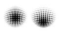Set of vector halftone spheres. Dotted circles with black and white gradient. Pattern design element