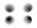 Set of vector halftone spheres. Dotted circles with black and white gradient. Pattern design element