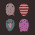 Vector halloween cute ghosts icons