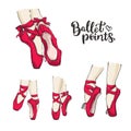 Set of vector hand drawn ballet shoes points. Royalty Free Stock Photo