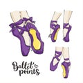 Set of vector hand drawn ballet shoes points. Royalty Free Stock Photo