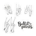 Set of vector hand drawn ballet shoes points Royalty Free Stock Photo