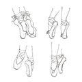 Set of vector hand drawn ballet shoes points Royalty Free Stock Photo