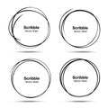 Set of vector hand drawn circles using sketch drawing scribble circle lines. Doodle circular logo design elements Royalty Free Stock Photo