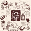 Set of vector hand drawn coffee elements for design