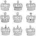 Set of vector hand drawn crowns doodle