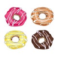 Set of vector hand drawn donuts
