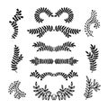 Set of vector hand drawn laurels, wreath, branches