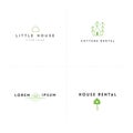 Set of vector hand drawn logo templates in colour for real estate companies. House rental theme.