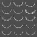 Set of vector hand drawn wreath, laurels