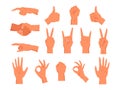 Set of vector hand gesture. Non verbal palm symbol