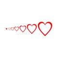 Set of vector hearts. Vector illustration. Realistic heart, isolated. Red heart icons set vector. Royalty Free Stock Photo