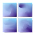 Set vector hologram backgrounds. Minimalist dreamy wallpaper pack. Social media square post template in pale blue and