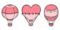 Set of vector hot air balloons. Hand drawn style