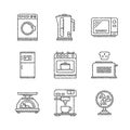 Set of vector household appliances icons and concepts in sketch style